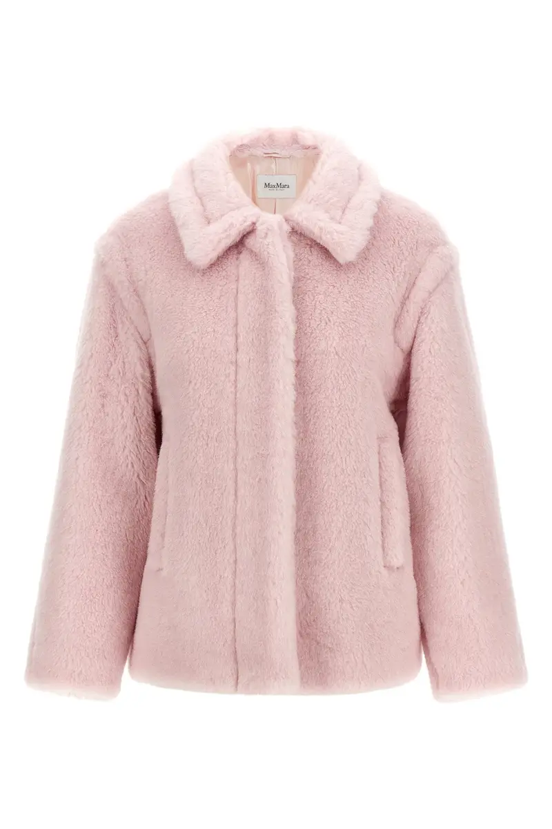 Max Mara Cappotto corto Mxmfuggito Rosa in tessuto Teddy