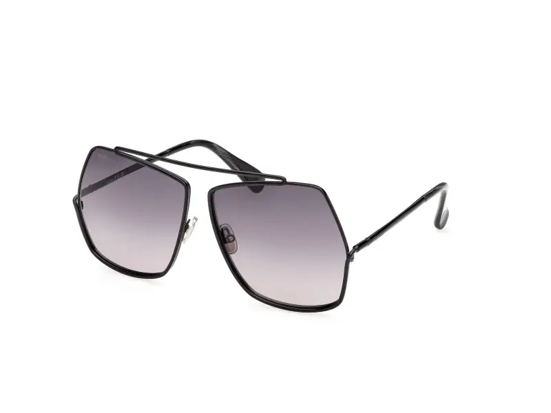 Donna Max Mara MM0006 ELSA 01B Occhiali da sole Metallo Nero Fumo Geometrica Normale