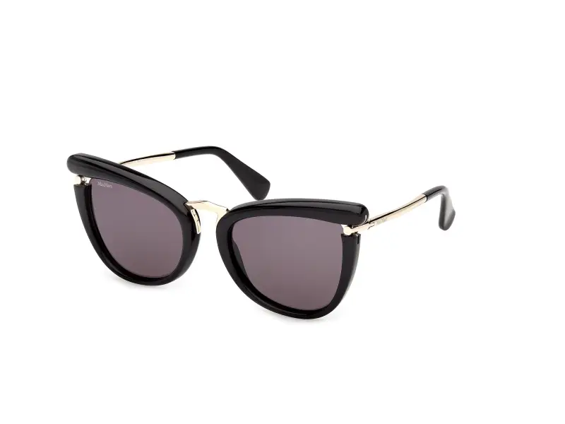 Donna Max Mara MM0186 01A Occhiali da sole Acetato Nero Fumo Rotonda Normale