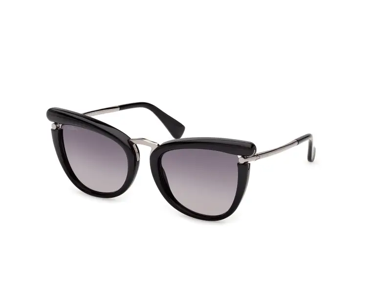 Donna Max Mara MM0186 01B Occhiali da sole Acetato Nero Fumo Rotonda Normale
