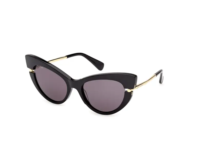 Donna Max Mara MM0187 01A Occhiali da sole Acetato Nero Fumo Cat Eye Normale