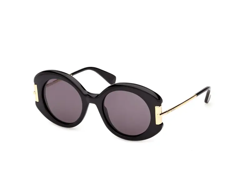 Donna Max Mara MM0188 01A Occhiali da sole Acetato Nero Fumo Rotonda Normale