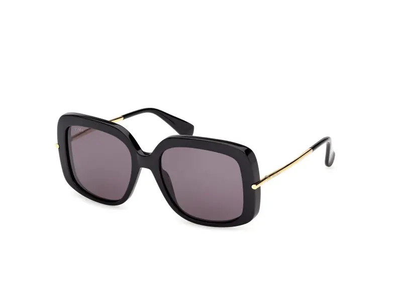 Donna Max Mara MM0195 01A Occhiali da sole Acetato Nero Fumo Rotonda Normale