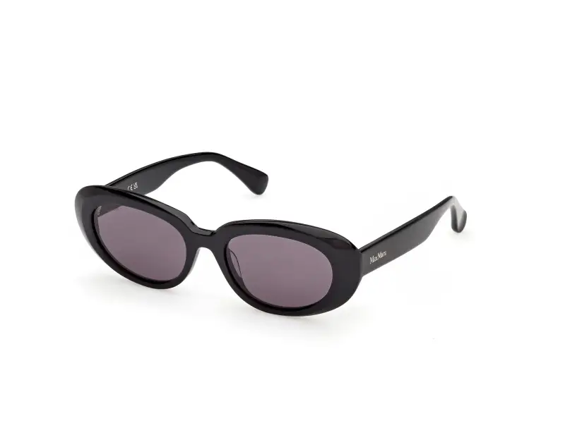 Donna Max Mara MM0196 01A Occhiali da sole Acetato Nero Fumo Rotonda Normale