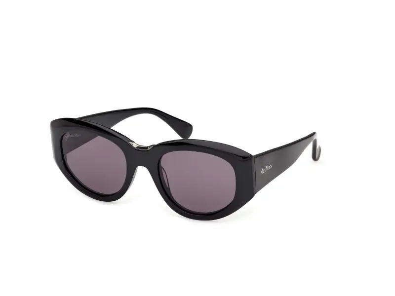 Donna Max Mara MM0198 01A Occhiali da sole Acetato Nero Fumo Rotonda Normale