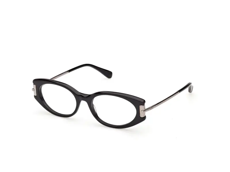 Donna Max Mara MM5225 001 Montature da vista Acetato Nero Rotonda Normale