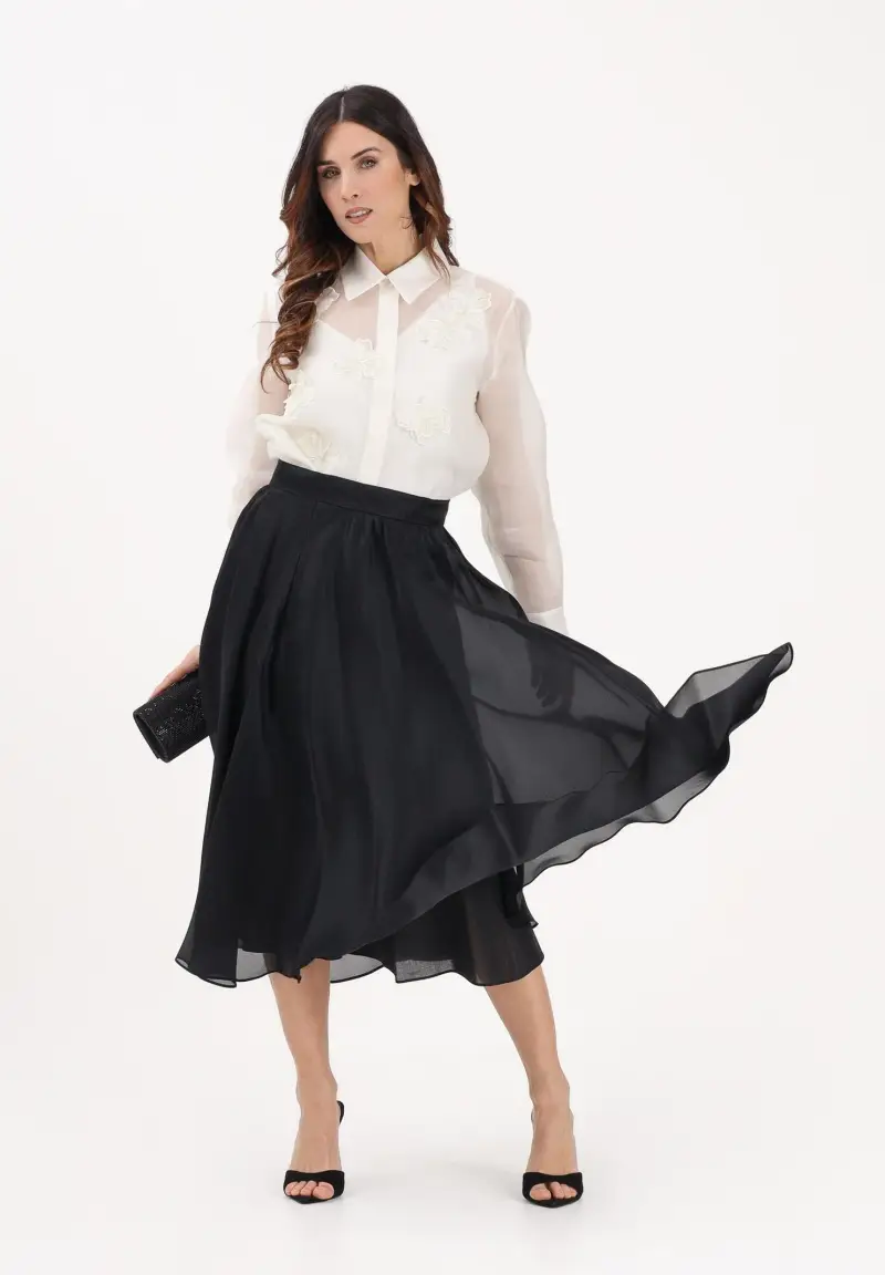 Gonna midi MSECALLE nera da donna miniatura 2