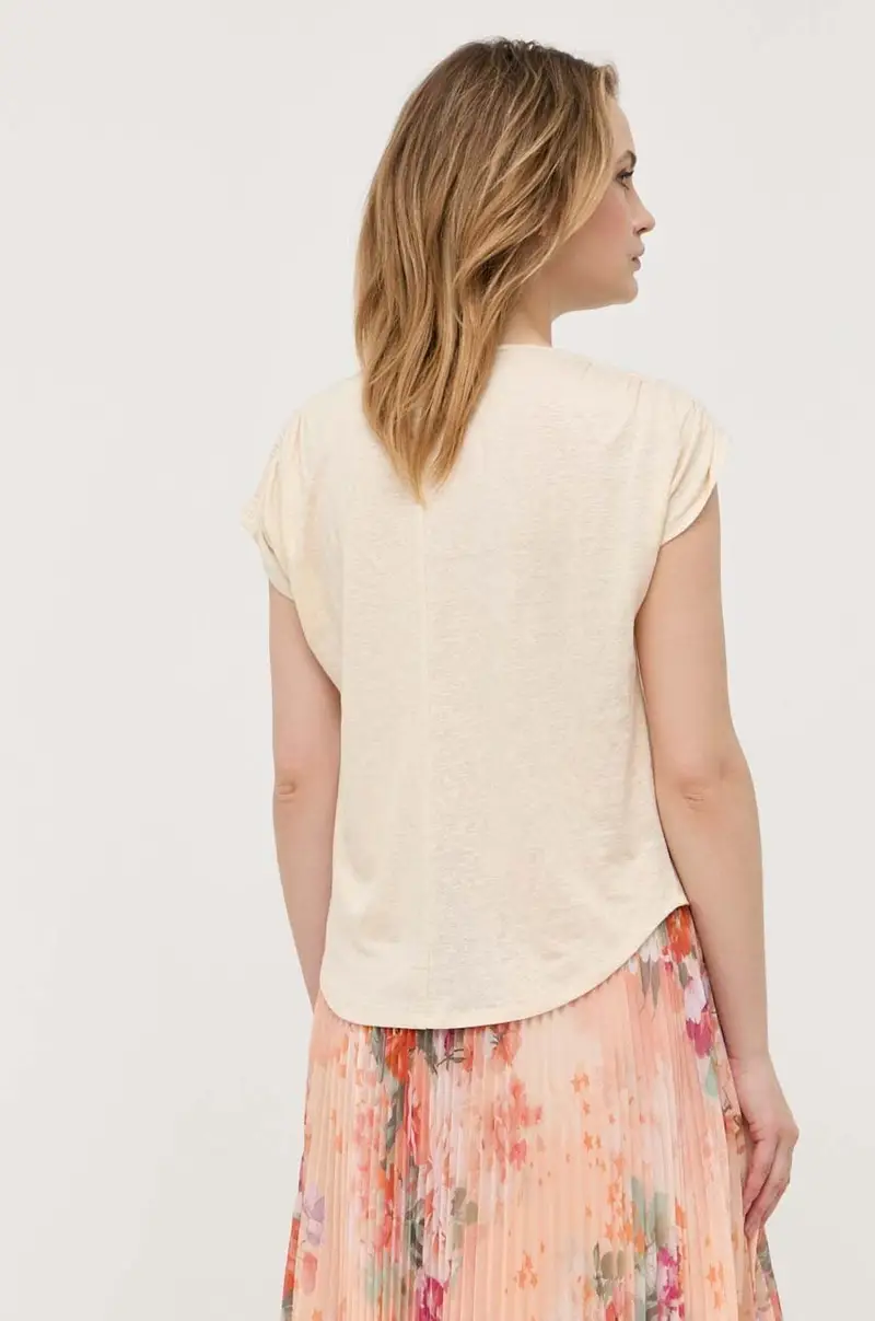 MM maglietta in lino colore beige miniatura 3
