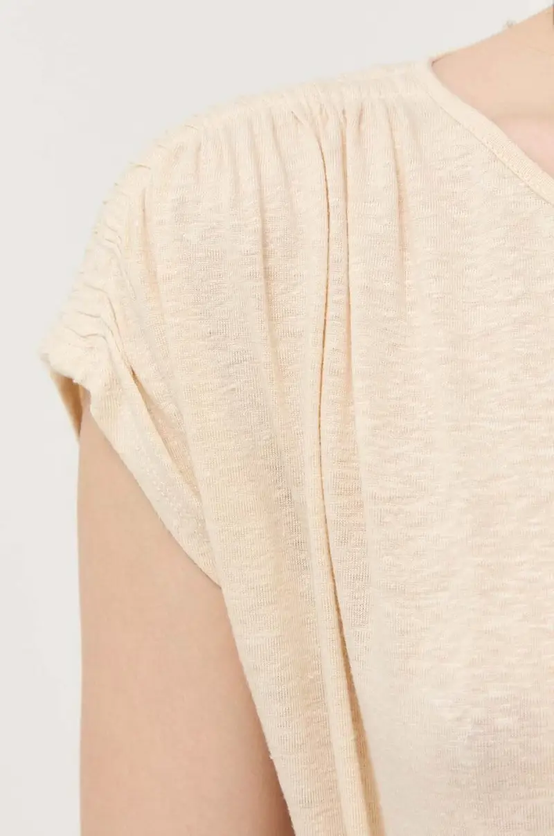 MM maglietta in lino colore beige miniatura 5