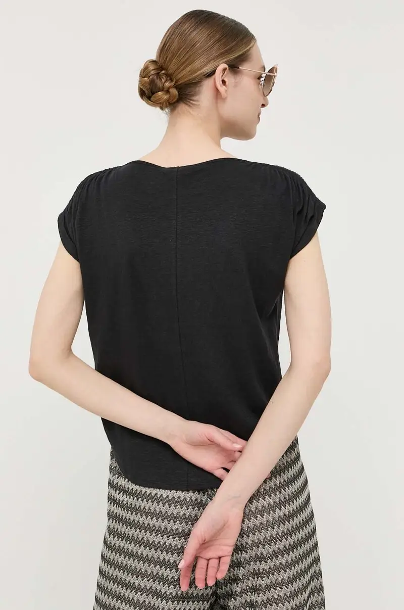 MM maglietta in lino colore nero miniatura 3