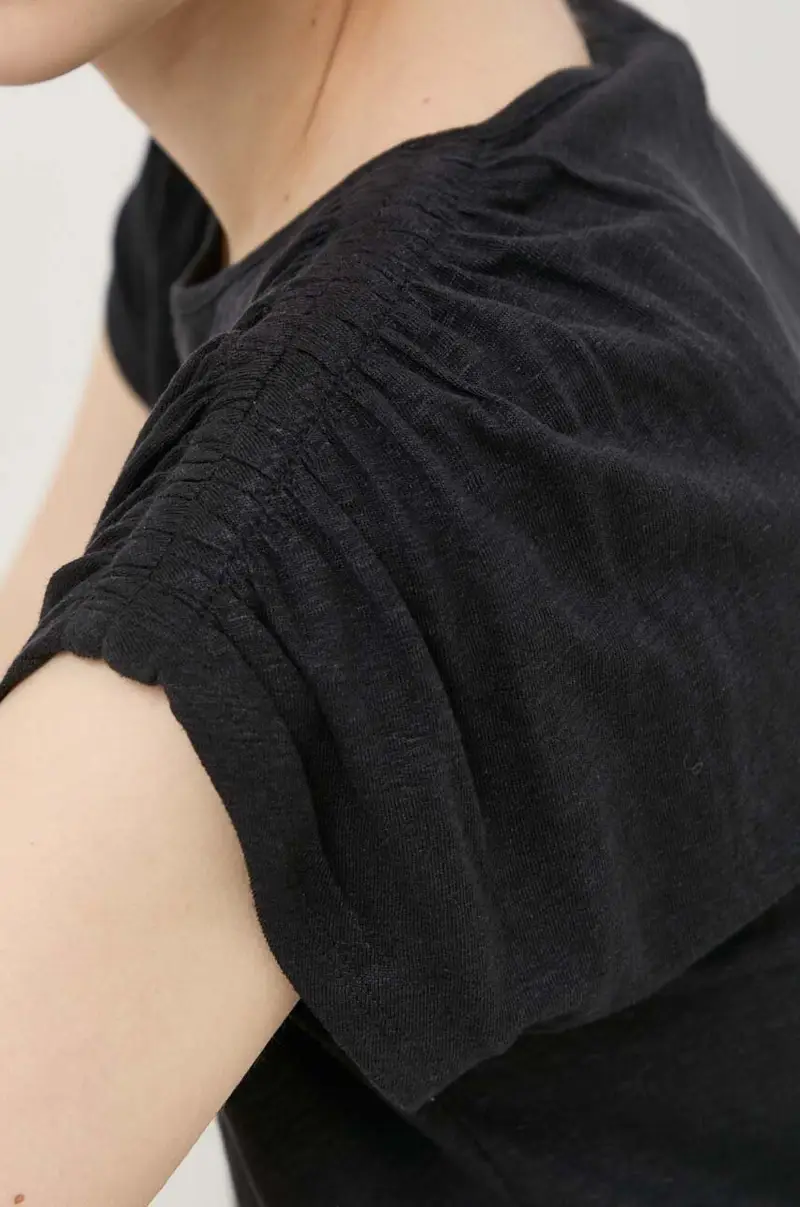 MM maglietta in lino colore nero miniatura 5