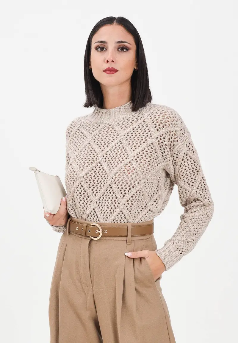 Maglioncino girocollo ELLADE beige da donna miniatura 2