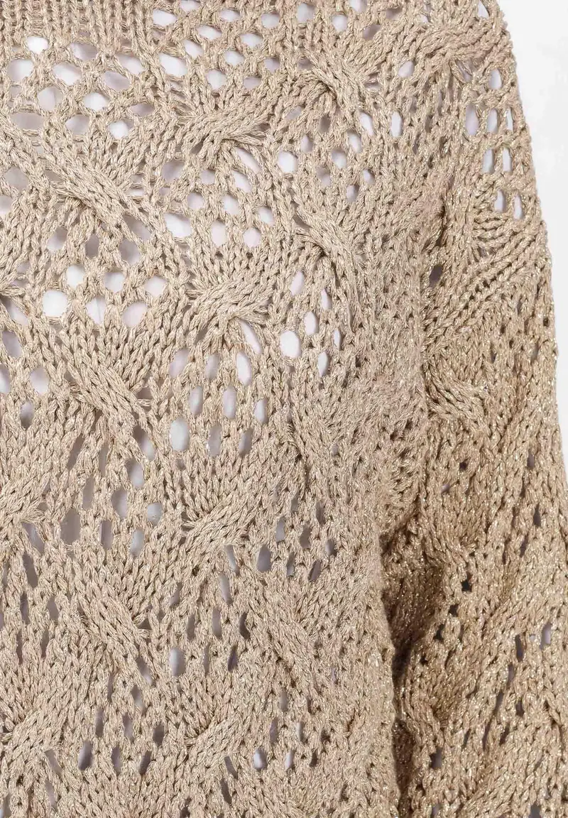 MAX MARA Maglioncino girocollo oro da donna in cordonetto a rombi miniatura 2