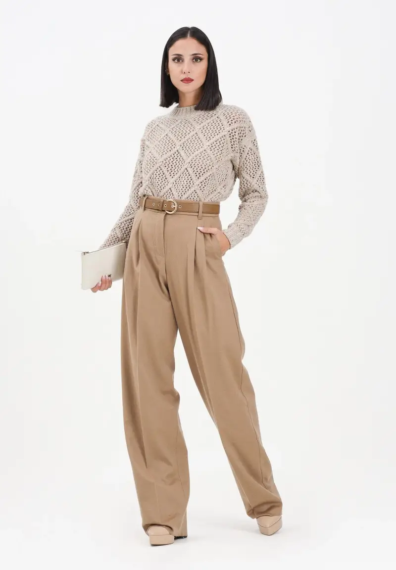 Pantalone elegante beige da donna miniatura 2