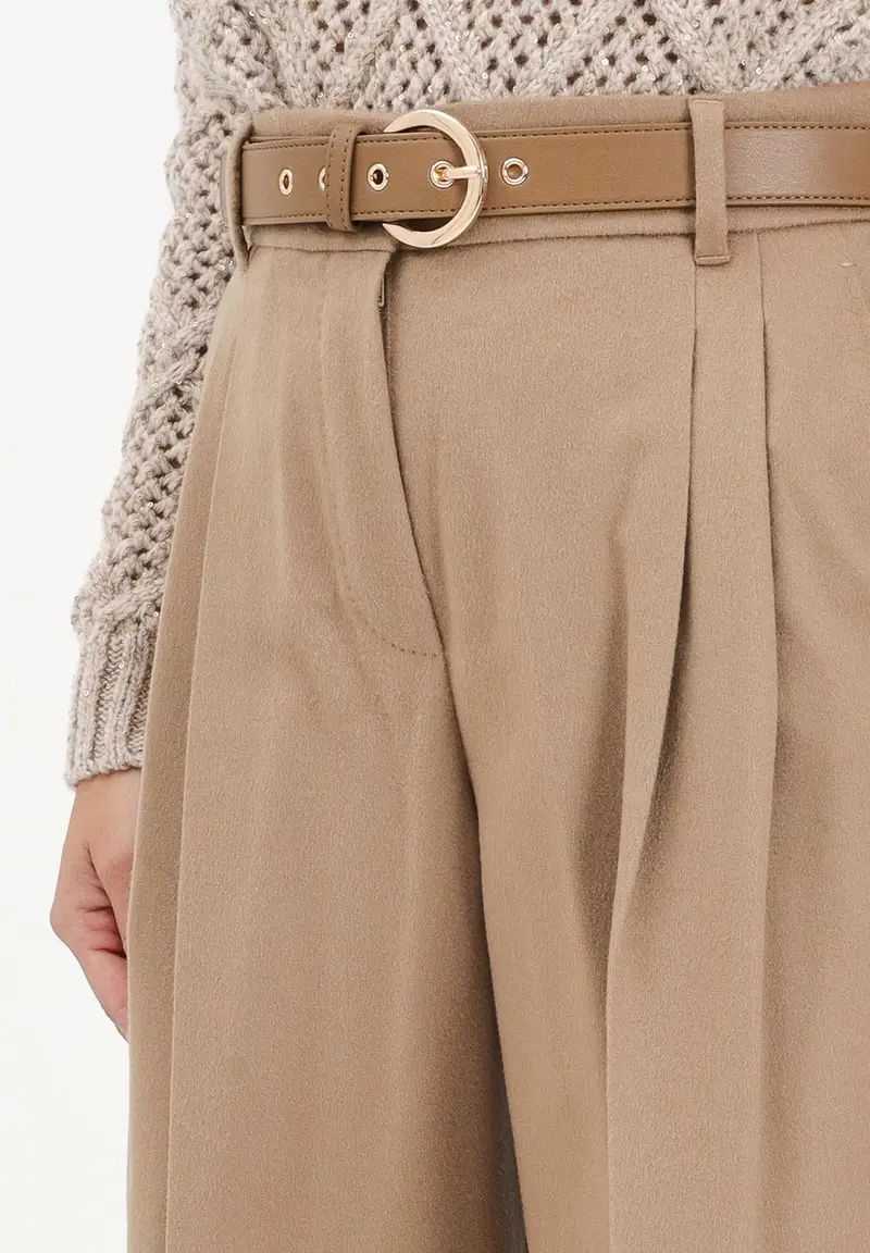 Pantalone elegante beige da donna miniatura 3