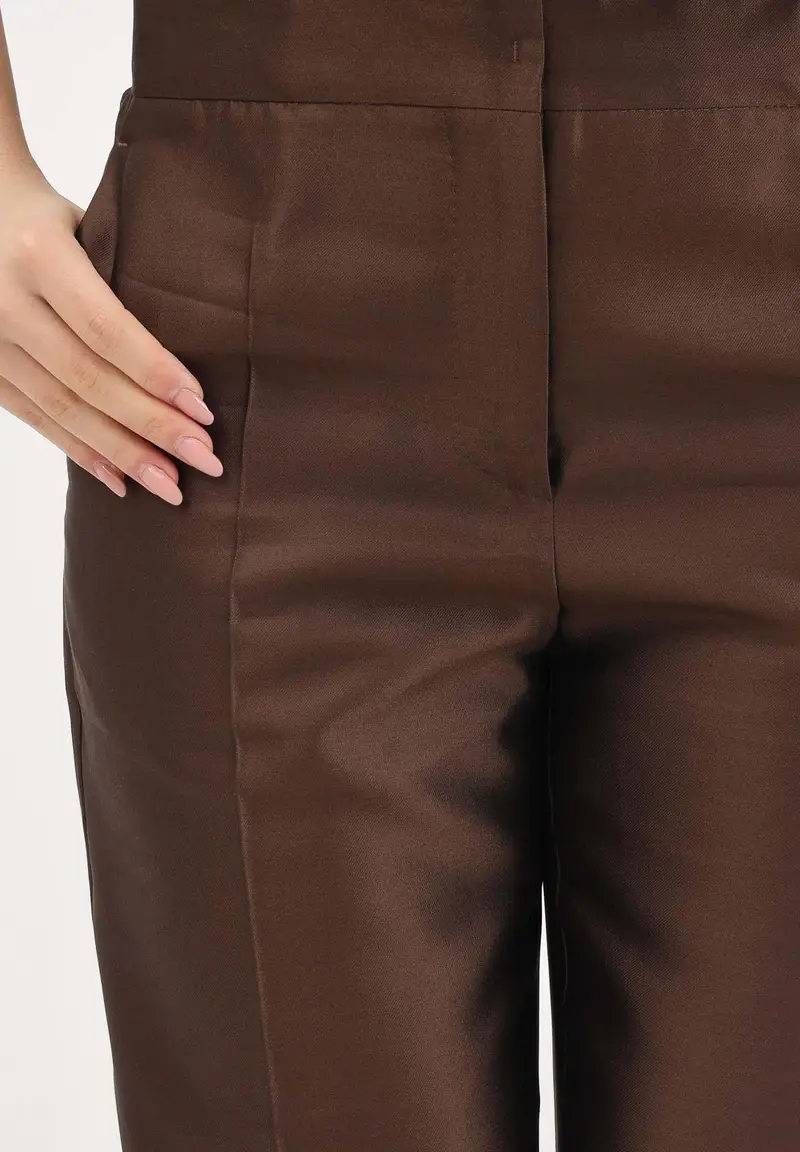 Pantalone elegante MSTZINCO marrone da donna miniatura 3