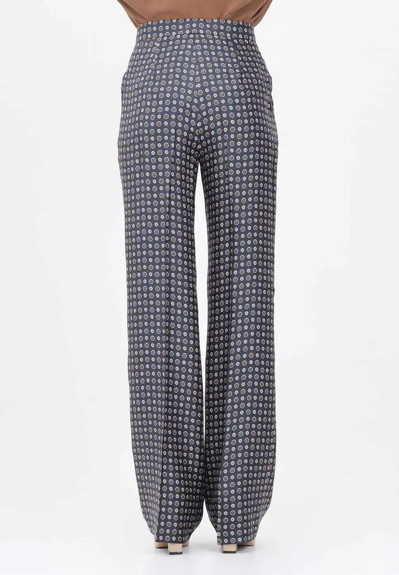 MAX MARA Pantalone Fauna blu da donna in seta stampata miniatura 3