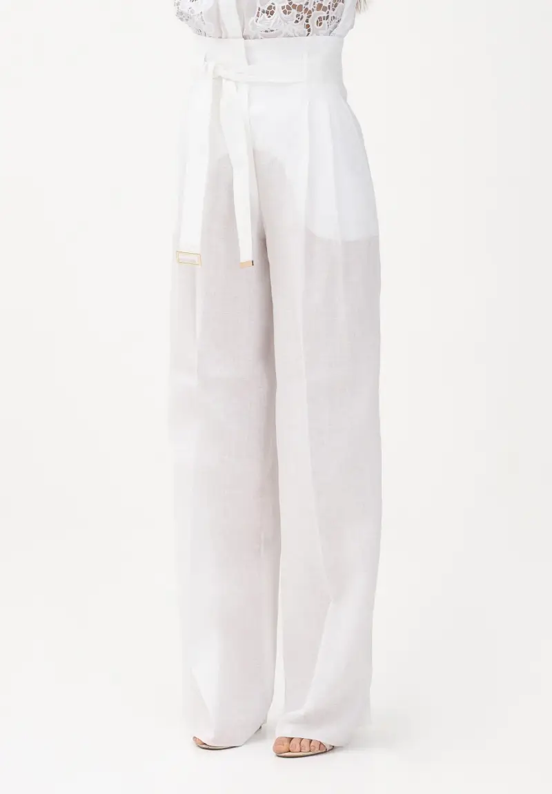 Pantalone MSTMATERIA in lino bianco da donna