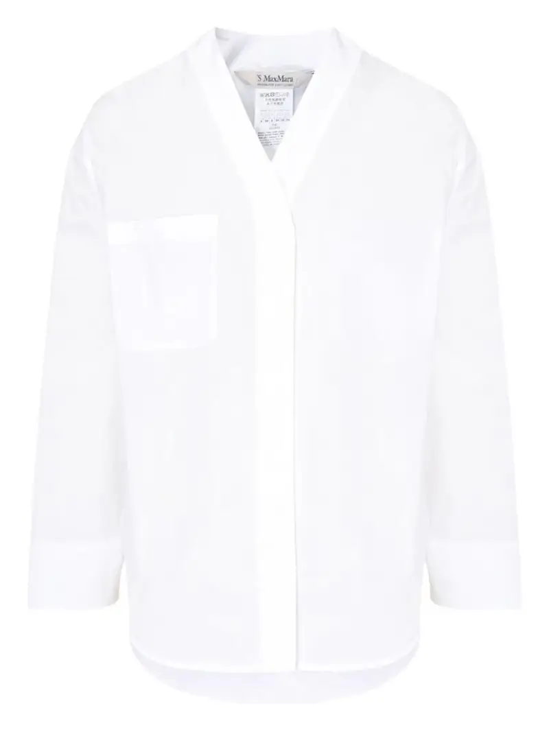 Camicia Yole bianca a V in tela di cotone miniatura 3