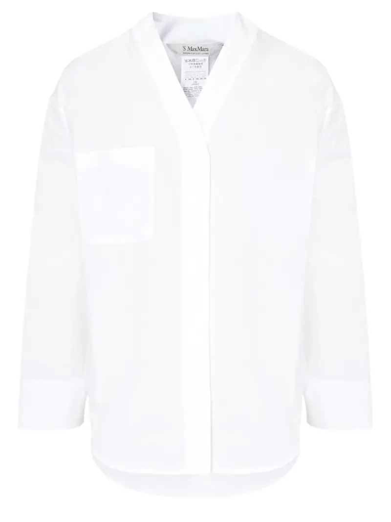 Camicia Yole bianca a V in tela di cotone