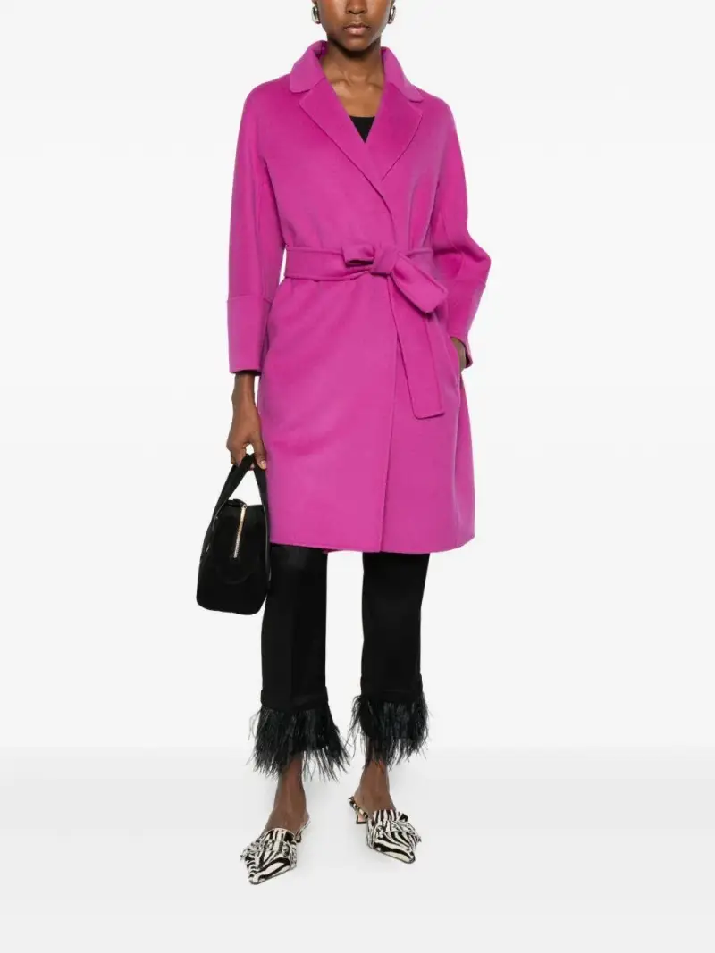 Cappotto Arona in lana vergine con cintura Fucsia miniatura 3