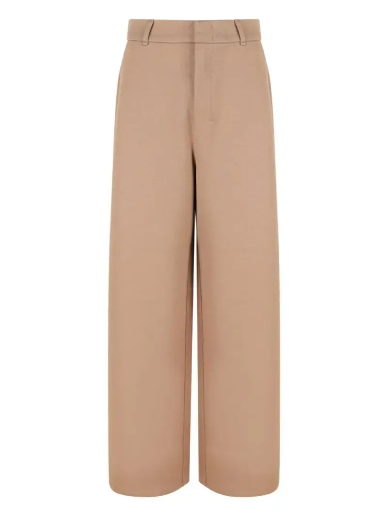 Pantaloni Vita alta con Tasche Applicate Cammello