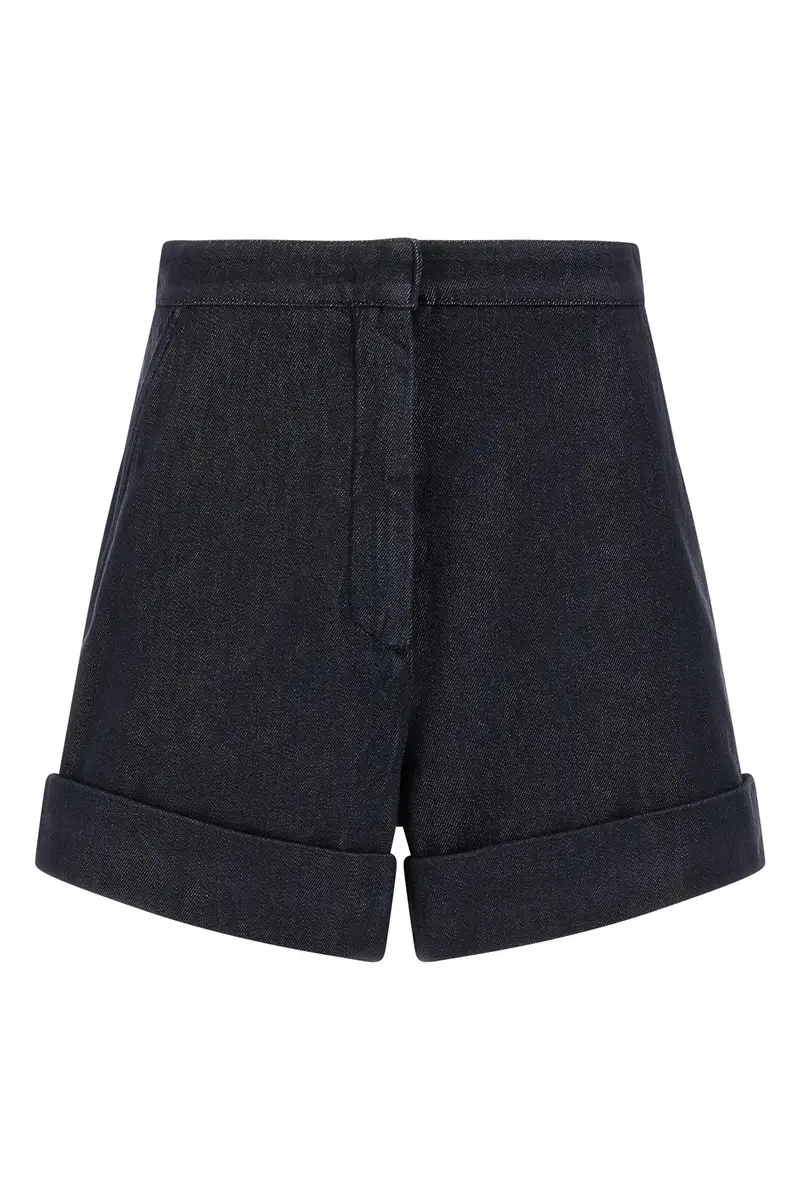 Max Mara Pantaloni Short Blu in Cotone