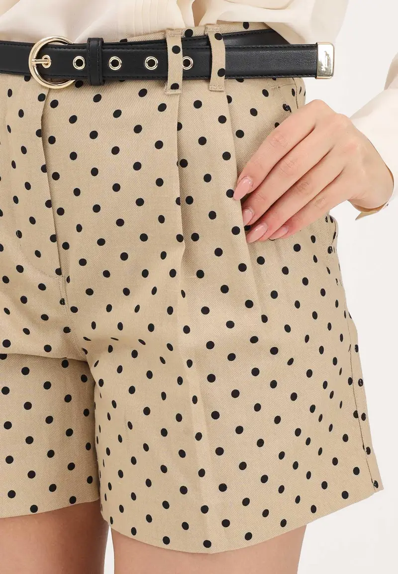 Shorts MSTNOVELLA beige da donna con fantasia a pois miniatura 3