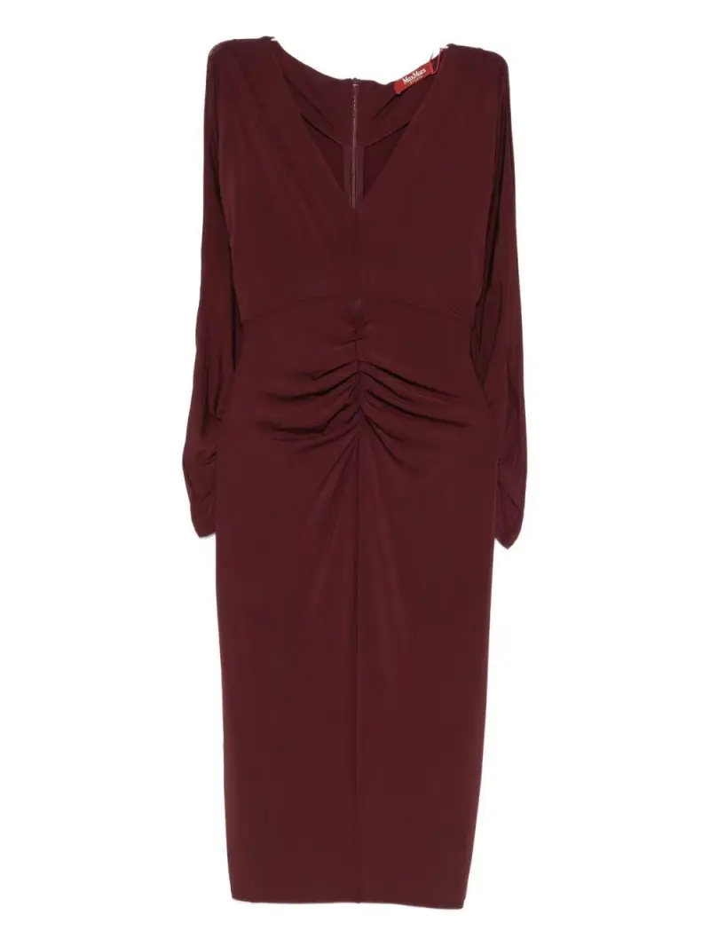 Abito midi con ruches sul davanti Bordeaux