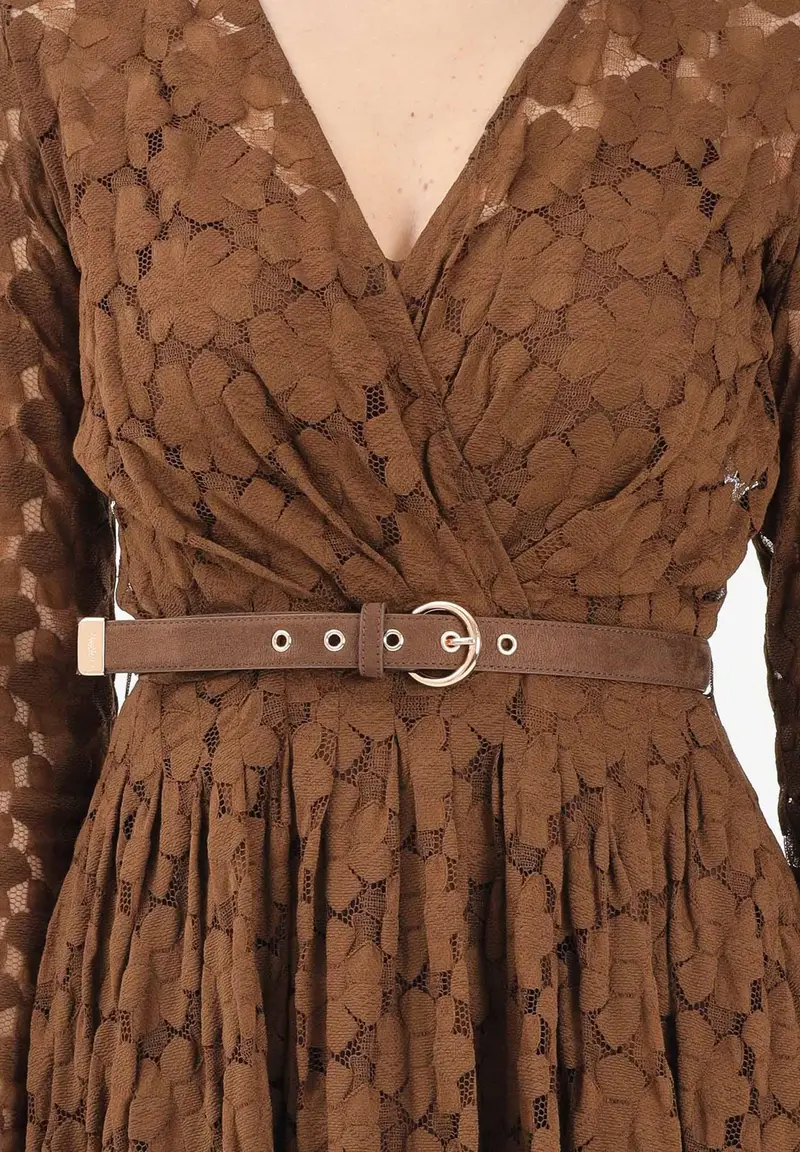 MAX MARA Abito midi MSTAGRUME marrone da donna realizzato in pizzo lavorato miniatura 3