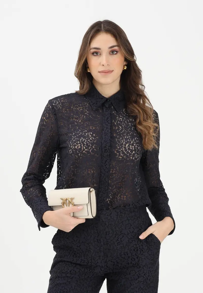 MAX MARA Camicia a manica lunga MSTGALA blu da donna realizzata in pizzo floreale miniatura 2