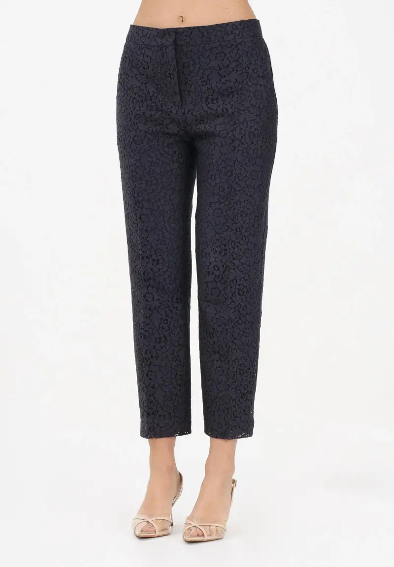 MAX MARA Pantalone elegante MSTCORONA blu da donna realizzato in pizzo floreale