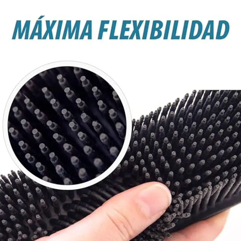 Maya | Scopa in gomma | Ideale per spazzare pelucchi, peli di animali domestici, toelettatura | Non graffia il pavimento | Non solleva polvere | Colore rosso e nero miniatura 3