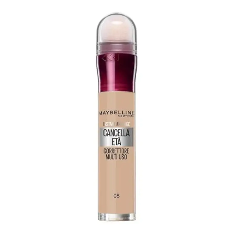 Maybelline New York Correttore Multi-Uso, Idratante e con Coprenza Modulabile, Imperfezioni e Occhiaie Coperte, Con Bacche di Goji e Haloxyl, Cancella Età, Tonalità: 08 Buff, 6,8 ml