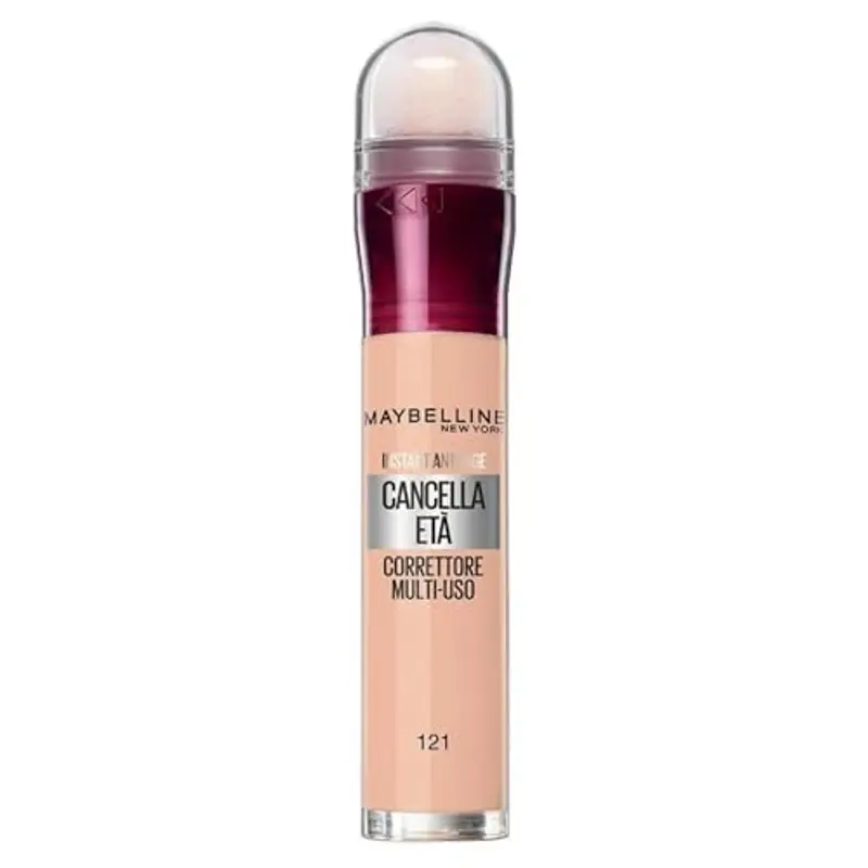 Maybelline New York Correttore Multi-Uso, Idratante e con Coprenza Modulabile, Imperfezioni e Occhiaie Coperte, Con Bacche di Goji e Haloxyl, Cancella Età, Tonalità: 121 Light Honey, 6,8 ml