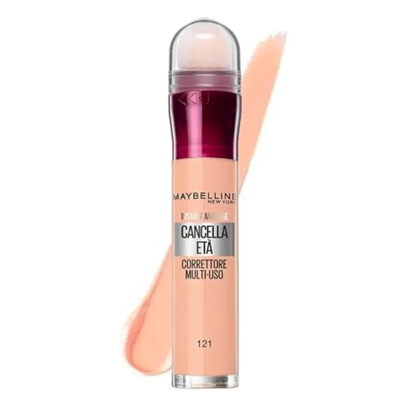 Maybelline New York Correttore Multi-Uso, Idratante e con Coprenza Modulabile, Imperfezioni e Occhiaie Coperte, Con Bacche di Goji e Haloxyl, Cancella Età, Tonalità: 121 Light Honey, 6, 8 ml miniatura 2