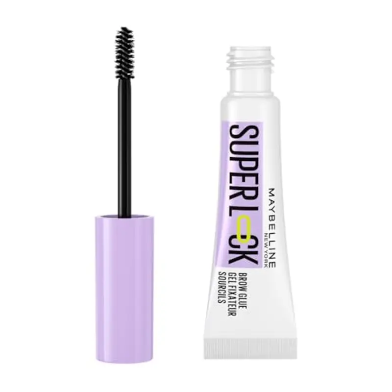 Maybelline New York Gel Sopracciglia Super Lock Brow Glue, Sopracciglia Modellate e Fissate, Per Tutti i Tipi di Sopracciglia, Resistente alle Sbavature e No Transfer, Colore: Trasparente