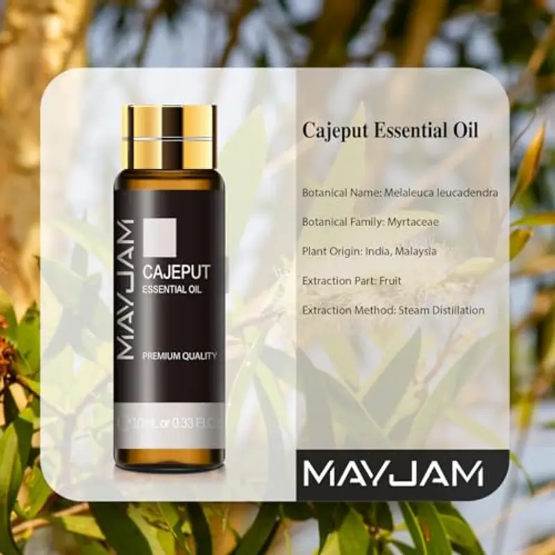 MAYJAM Olio Essenziale Di Cajeput 10ml, Olio Di Cajeput Per Diffusori, Umidificatori, Fai Da Te, Casa, Guardaroba miniatura 2