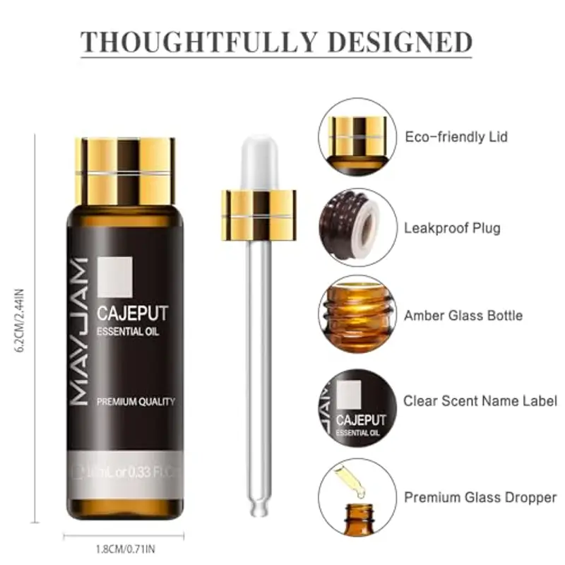 MAYJAM Olio Essenziale Di Cajeput 10ml, Olio Di Cajeput Per Diffusori, Umidificatori, Fai Da Te, Casa, Guardaroba miniatura 3