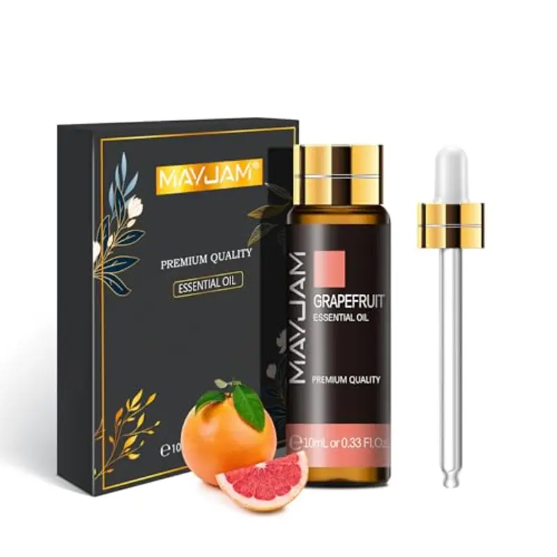 MAYJAM Olio Essenziale Di Pompelmo 10ml, Olio Di Pompelmo Per Diffusori, Umidificatori, Fai Da Te, Casa, Guardaroba