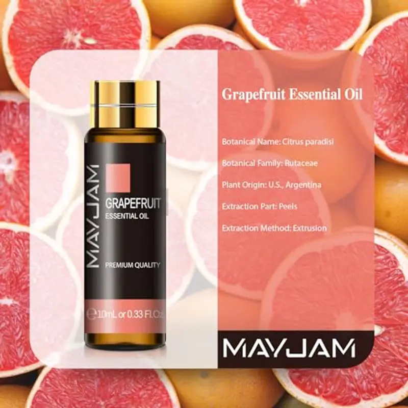 MAYJAM Olio Essenziale Di Pompelmo 10ml, Olio Di Pompelmo Per Diffusori, Umidificatori, Fai Da Te, Casa, Guardaroba miniatura 2