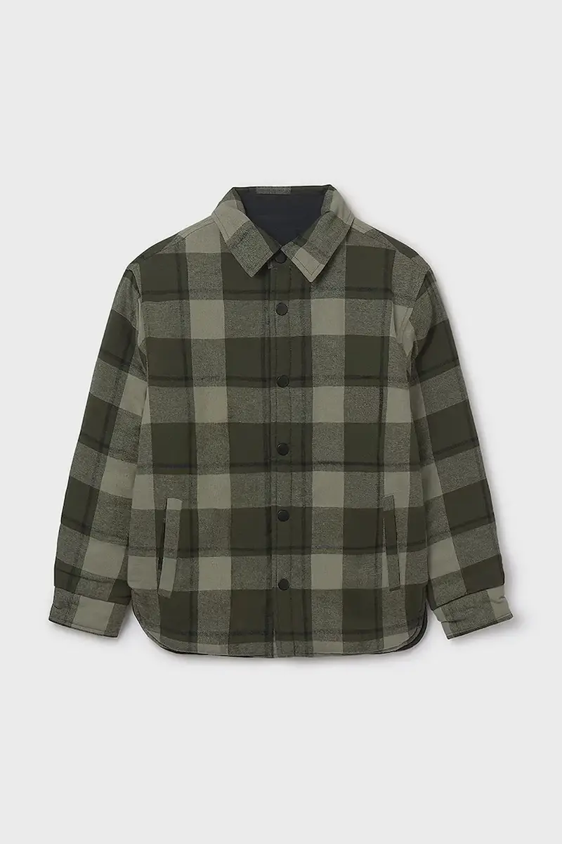 camicia in cotone colore verde 7106 miniatura 2