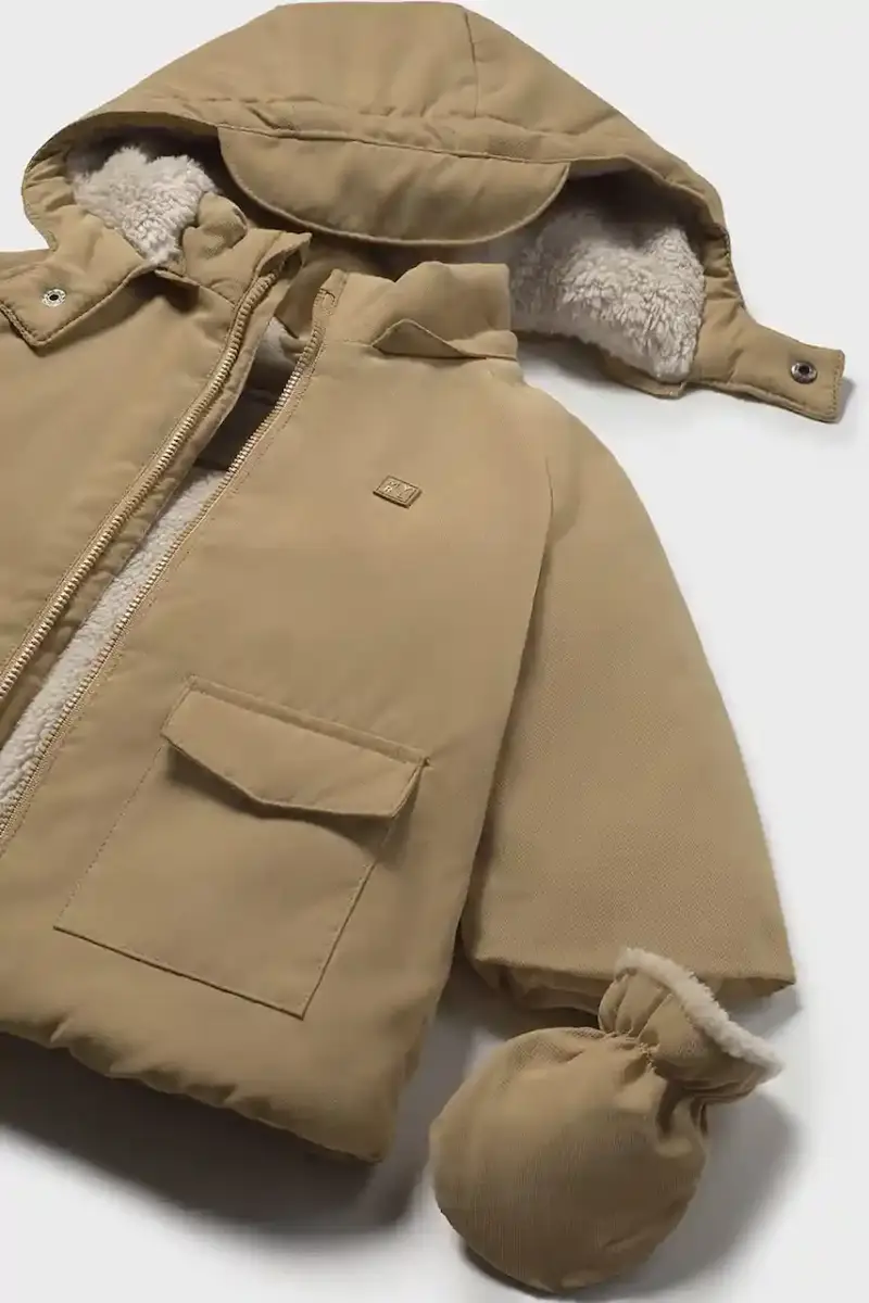 Mayoral Giacca neonato marrone con colletto alto miniatura 3