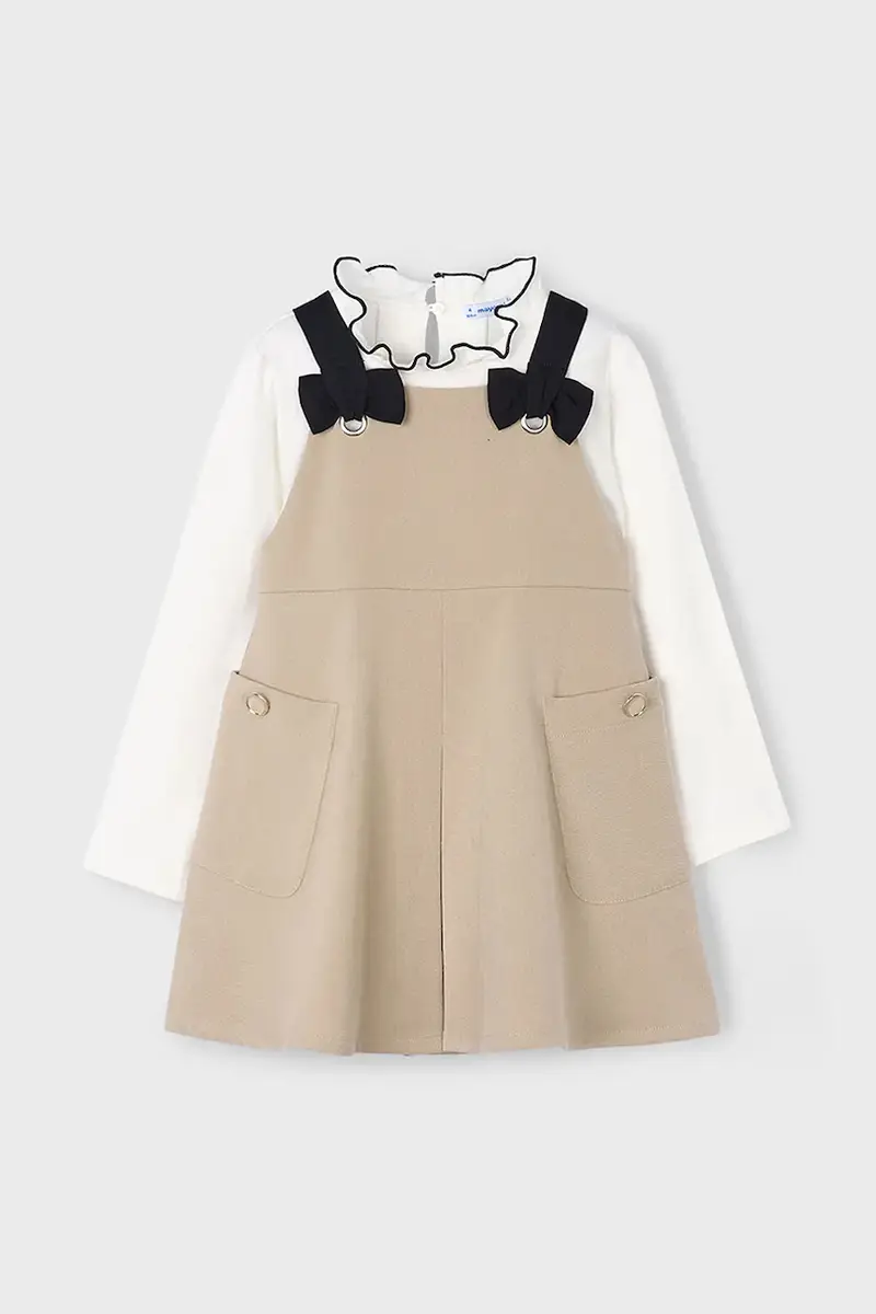 Mayoral Vestito bambina beige con balze decorative miniatura 2