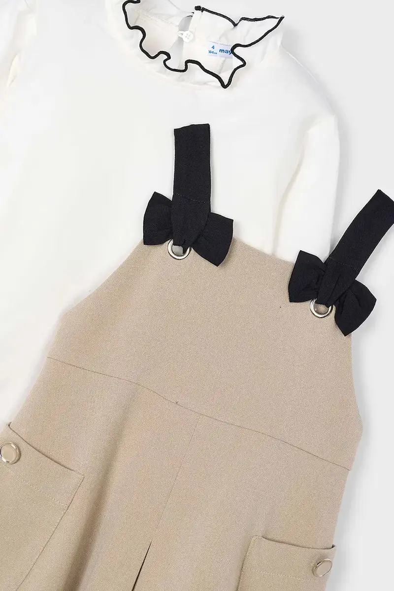 Mayoral Vestito bambina beige con balze decorative miniatura 4