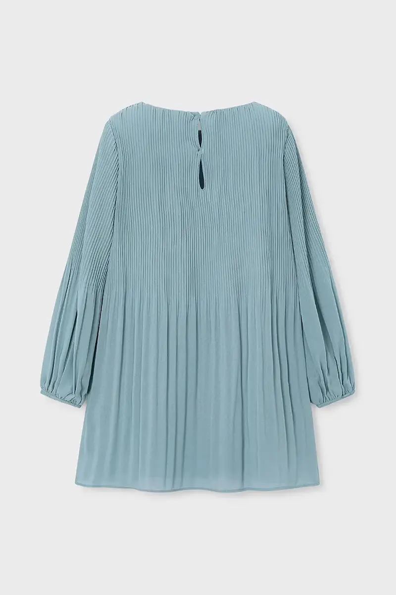 Mayoral Vestito turchese a campana con maniche lunghe miniatura 2