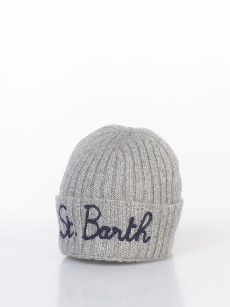berretto da uomo Mc2 Saint Barth in misto lana con logo Grigio miniatura 2