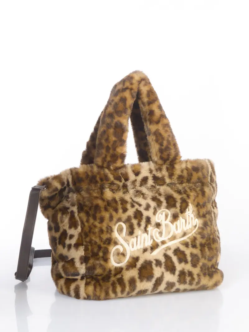borsa a mano da donna Mc2 Saint Barth Medium effetto peluche leopardata BEIGE miniatura 2