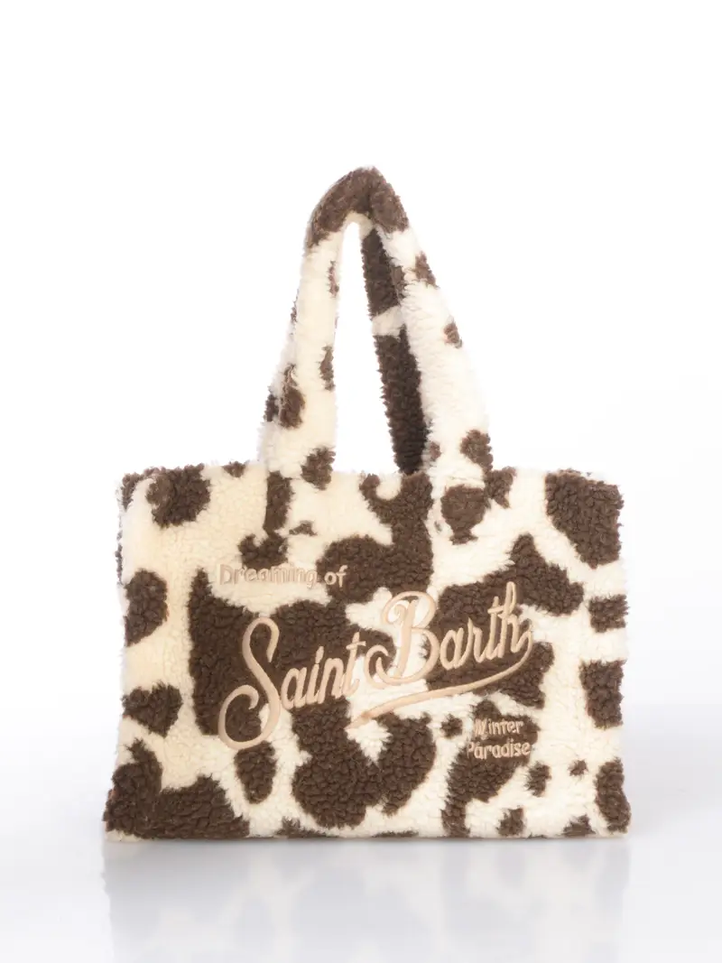 borsa a mano da donna Mc2 Saint Barth Medium effetto teddy mucca BEIGE