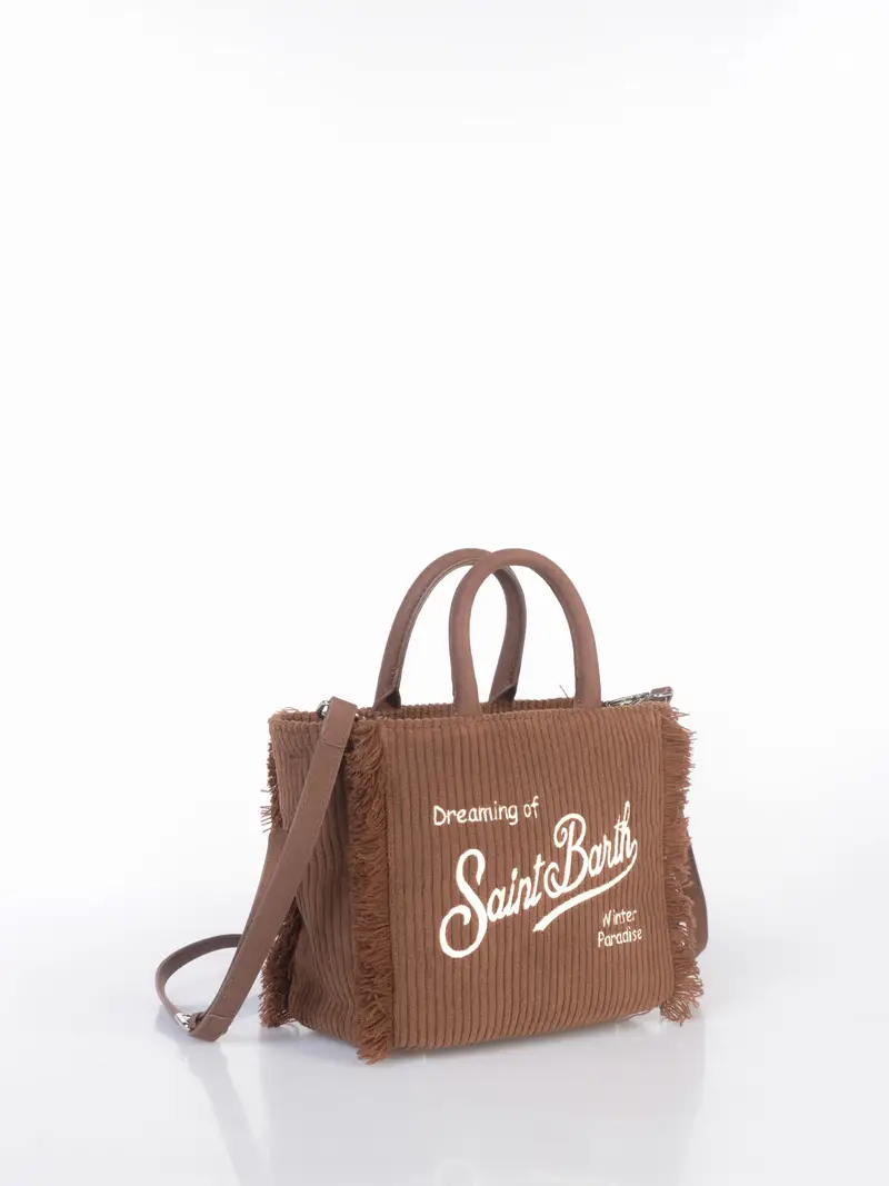borsa a mano da donna Mc2 Saint Barth Mini effetto velluto rigato MARRON miniatura 2